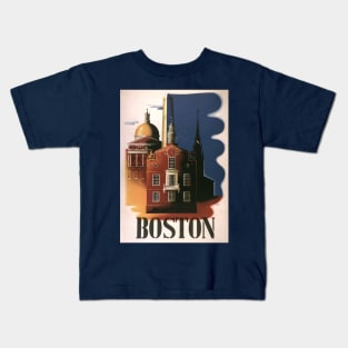 Vintage Travel Poster, Boston, Massachusetts Kids T-Shirt